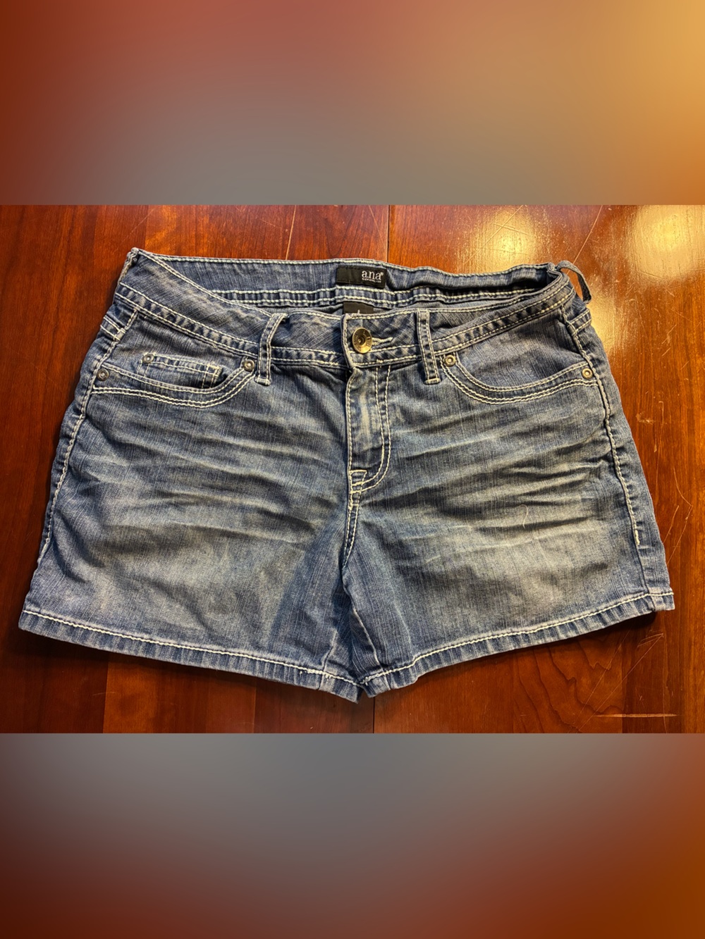 a.n.a Women's Washed Blue Denim Shorts